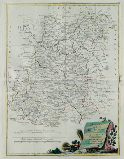 Las Gobernaciones de la Isla de Francia y Orleans, grabado por G. Zuliani tomado del Tomo I del Nuevo Atlas publicado en Venecia en 1776 por Antonio Zatta, Colección Privada de G. Zuliani