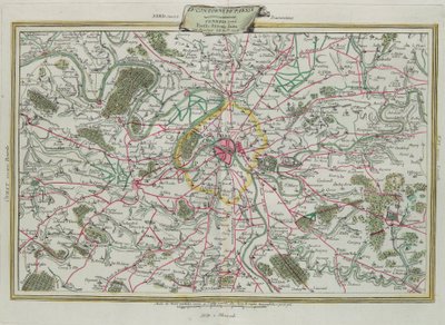 El contorno de París, Las Gobernaciones de Francia y Orleans, grabado por G. Zuliani tomado del Tomo I del Nuevo Atlas publicado en Venecia en 1776 por Antonio Zatta, Colección Privada de G. Zuliani