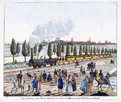 Apertura del ferrocarril Nuremberg-Furth, 7 de diciembre de 1835 de G. after Renner