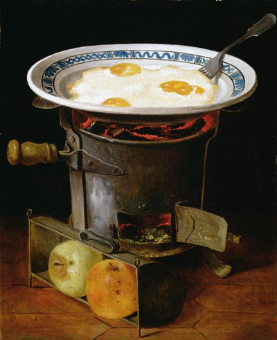 Huevos cocinando en una estufa de Gabriel Germain Joncherie