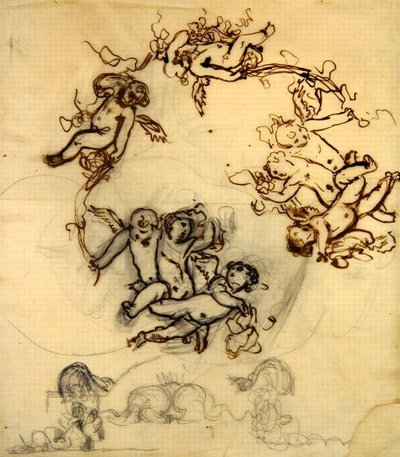 Putti, estudio para una decoración de techo en el comedor del Palais D
