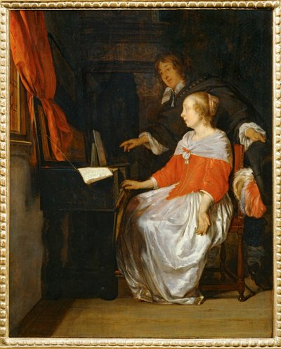La lección virginal ... de Gabriel (attr. to) Metsu