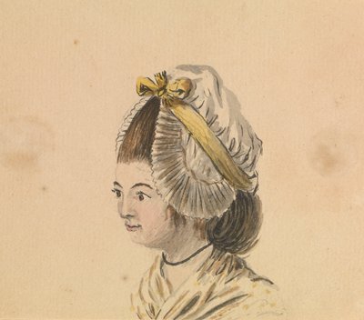 Cabeza de mujer con gorro de volantes, c.1774 (acuarela) de Gabriel Bray