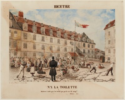 Francés: BICÊTRE. Nº1. EL INODORO / ¡Ay de aquel a quien sólo le conmueve la visión de la sangre! ........ / ( JJ Rousseau. Émile. ). de Gabriel Cloquemin