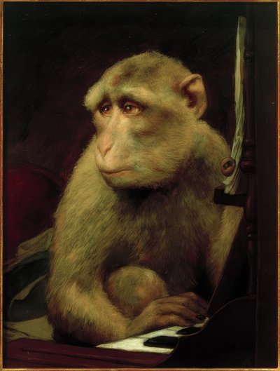 Pequeño mono en el piano de Gabriel Cornelius Ritter von Max
