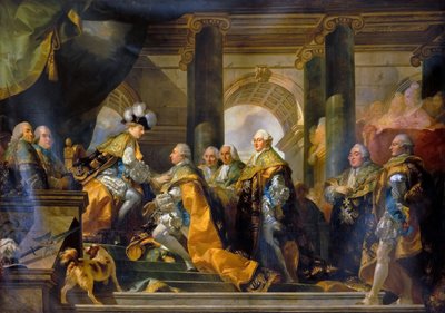 Luis XVI recibido en Reims por los Caballeros del Espíritu Santo, 13 de junio de 1775 de Gabriel Francois Doyen