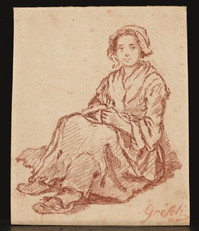 Una mujer sentada (Femme assise) (tiza roja) de Gabriel Gresly