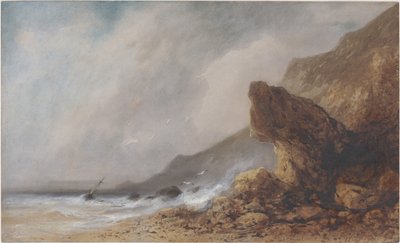Costa rocosa en una tormenta de Gabriel Hippolyte Lebas