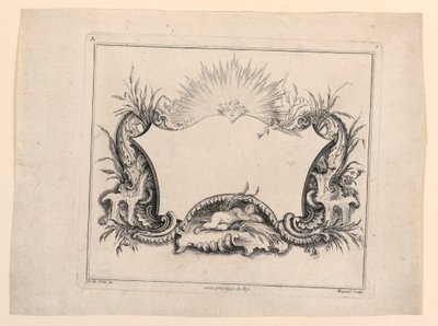 Escudo, de "Recueil Nouveau de Differens Cartouche" de Gabriel Huquier