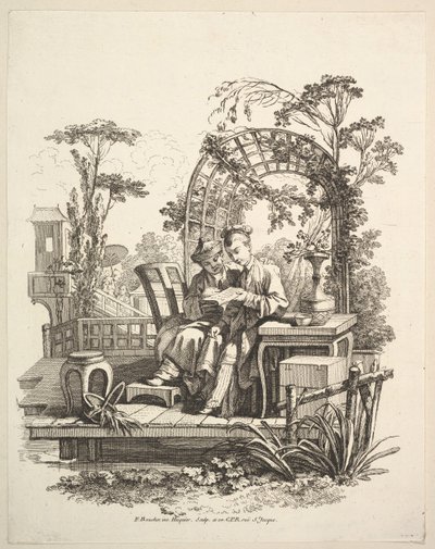 Hombre y mujer leyendo de Gabriel Huquier