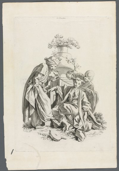 Los sentidos: Tacto después de Boucher, 1700s de Gabriel Huquier