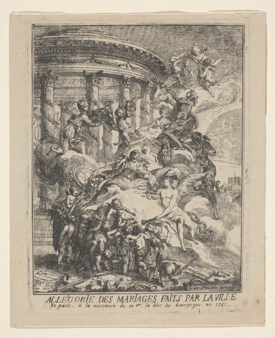 Alegoría de los matrimonios hechos por la ciudad de París al nacimiento del Duque de Borgoña de Gabriel Jacques de Saint Aubin
