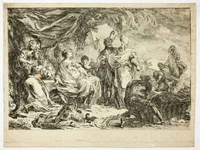 Labán buscando sus dioses domésticos de Gabriel Jacques de Saint Aubin