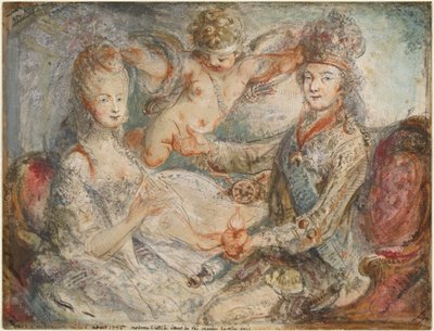 Luis XVI y María Antonieta coronados por el amor de Gabriel Jacques de Saint Aubin