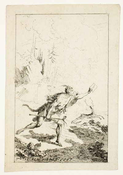 Mensajero Enviado a M. Saint-Denis, por M. Belle-Isle, Prisionero, lámina tres de Los Nuevos Viajes a las Indias Occidentales de Gabriel Jacques de Saint Aubin
