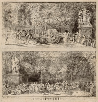 Escenas de las Tullerías: Las Sillas y el Carro de Agua de Gabriel Jacques de Saint Aubin