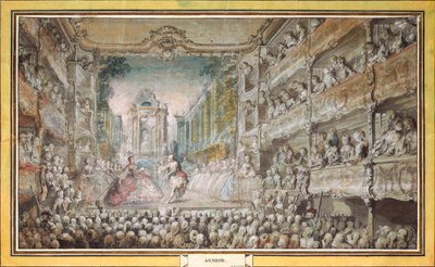 La representación de Armida en el antiguo auditorio de la Ópera, después de 1761 de Gabriel Jacques de Saint Aubin