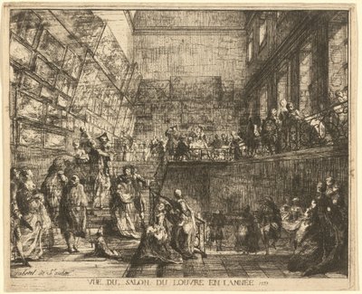Vista del Salón del Louvre en el año 1753 de Gabriel Jacques de Saint Aubin