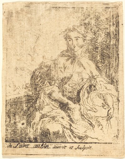 Joven Mujer en la Terraza de Gabriel Jacques de Saint Aubin