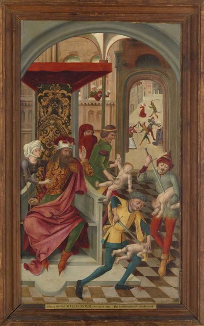 Ala del altar de San Vito de la iglesia del monasterio de Tegernsee; Anverso: La Masacre de los Inocentes en Belén, reverso: Santos Vito, Modesto y Kreszentia son fortalecidos con maná de Gabriel Maeleßkircher