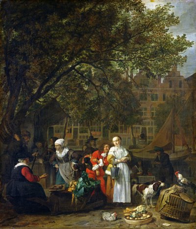 Un mercado de hierbas en Ámsterdam de Gabriel Metsu