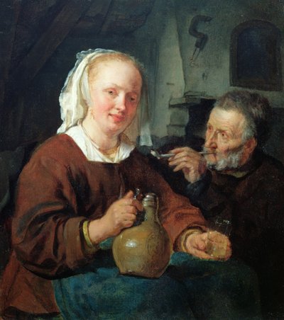 Un Hombre y una Mujer con Vino de Gabriel Metsu
