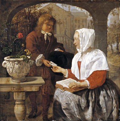 Una Joven Recibiendo una Carta, c.1658 de Gabriel Metsu