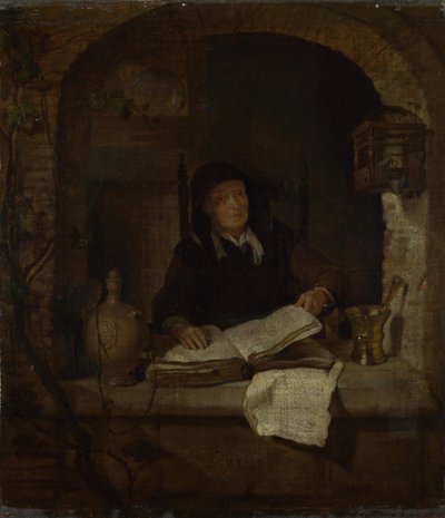 Una anciana con un libro, c. 1660 de Gabriel Metsu