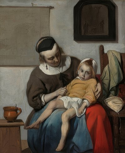 El niño enfermo. Alrededor de 1664-66 de Gabriel Metsu
