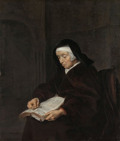 Anciana meditando, c.1661-63 de Gabriel Metsu