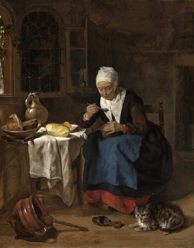 Anciana comiendo gachas de Gabriel Metsu