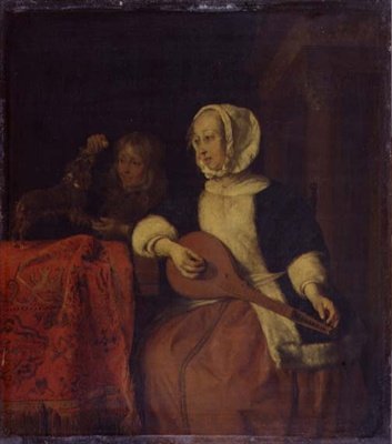 Mujer tocando una mandolina, c.1660-65 de Gabriel Metsu
