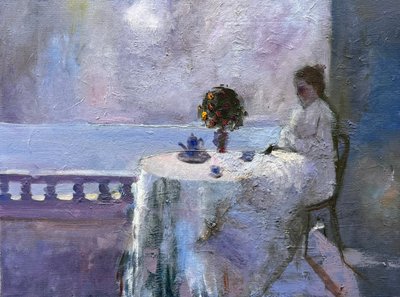 Mujer junto al mar, 2020 (óleo sobre lienzo) de Gabriel Palma