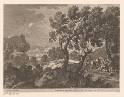 Paisaje con paz en la huida a Egipto Paisajes con escenas de la vida de Cristo (título sobre objeto) de Gabriel Perelle