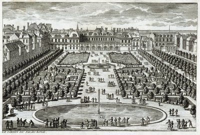 Vista del Parc du Palais Royal en París. Grabado por Perelle, finales del siglo XVII de Gabriel Perelle