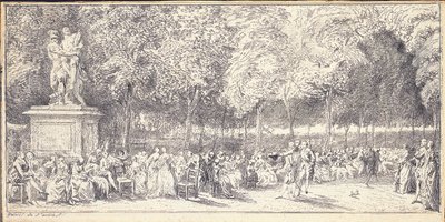 Una reunión en los Jardines de las Tullerías alrededor de una estatua, 1760 de Gabriel de Saint Aubin