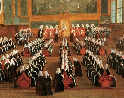 Junta de Pregadi en el Palacio Ducal, Detalle de Gabriele Bella