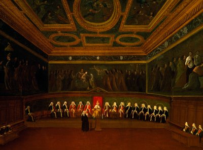 Sala del Consejo de los Diez en Venecia, por Gabriel Bella, óleo sobre lienzo, Italia de Gabriele Bella