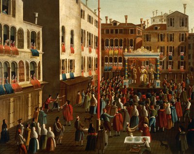 Italia, Veneto, Venecia, Feria en Campo San Luca de Gabriele Bella