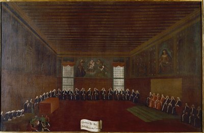 Vista de la sala de la Cuarentena Criminal, Corte Suprema o Consejo de los Cuarenta. Pintura de Gabriele Bella (1733-1799) siglo XVIII Venecia, Fondazione Querini Stampalia de Gabriele Bella