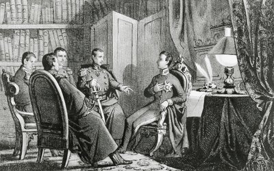 El príncipe Carlos Alberto de Carignano (1798-1849) promete su apoyo a los conspiradores liberales, 6 de marzo. de Gabriele Castagnola