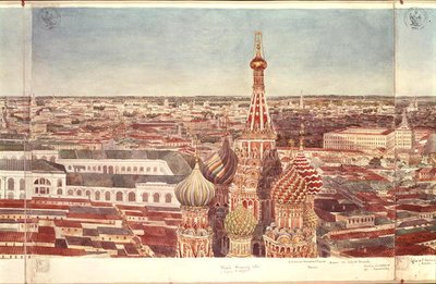Panorama de Moscú, representando la Catedral de San Basilio, 1819 de Gadolle