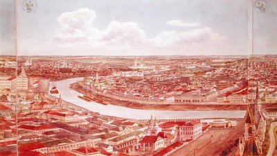 Panorama de Moscú, representando el río Moskva, 1819 de Gadolle