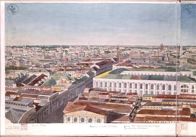 Panorama de Moscú, representando la antigua plaza del mercado y la Bolsa en Gostiny Dvor, 1819 de Gadolle