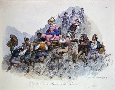Un turista descendiendo del Monte Vesubio, c.1830 de Gaetano (after) Dura
