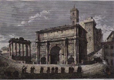 Arco de Septimio VI, El Foro, Roma, de una serie de Gaetano Cottafavi, c.1850 de Gaetano Cottafavi