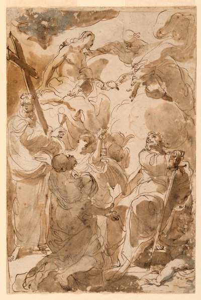 Dibujo, La Trinidad y los Apóstoles, San Pedro y San Pablo, 1770-80 de Gaetano Gandolfi