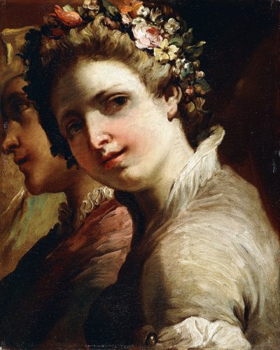 Estudios de cabezas de un joven y una niña de Gaetano Gandolfi