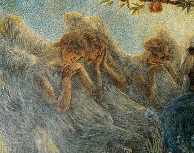 Ángeles (detalle) de La Maternidad de Gaetano Previati