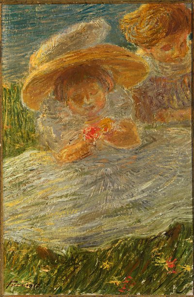 Niños en el césped de Gaetano Previati